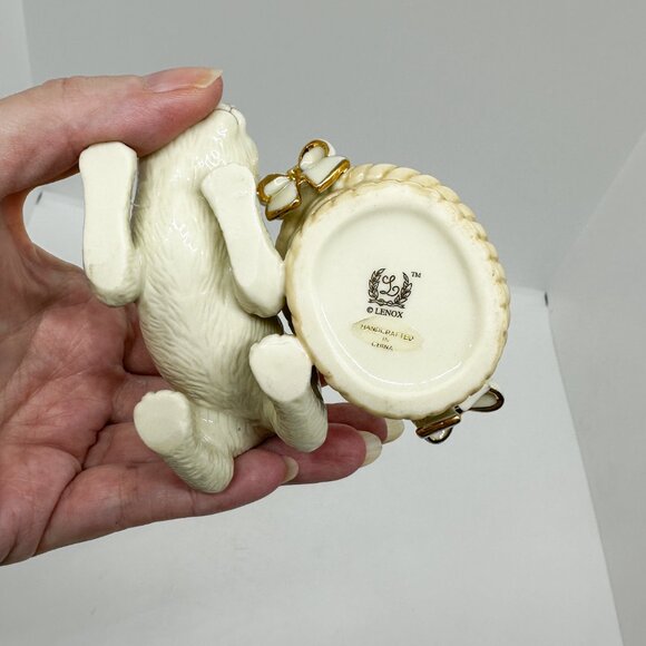 Vintage Lenox Easter Cat Ivory Fine China 24K Gold Bunny Basket Eggs Pastel - Picture 7 of 7